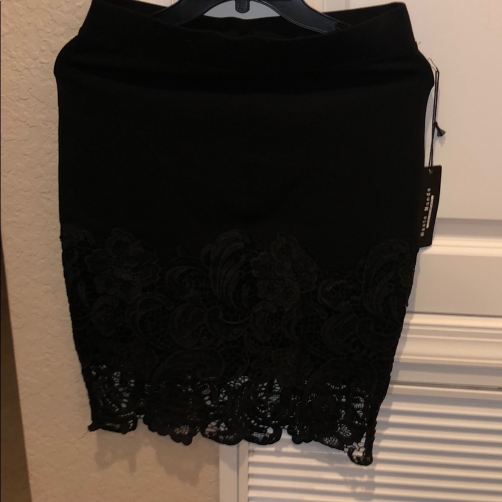 Black Lace Detail Skirt
